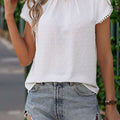 Perfee Round Neck Petal Sleeve Blouse