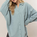 HYFVE Stripe Button Down Long Sleeve Oversized Shirt