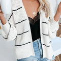 Striped Open Front Long Sleeve Cardigan