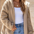 Drawstring Fleece Zip Up Hooded Jacket