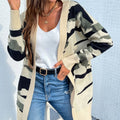 Camouflaged Dropped Shoulder Open Front Cardigan