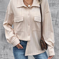 Pocketed Button Up Dropped Shoulder Jacket