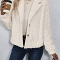 Fuzzy Button Up Collared Neck Jacket