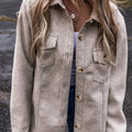 Button Up Collared Neck Long Sleeve Jacket