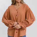 Button Up Flounce Sleeve Shirt