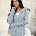 Culture Code Full Size Ribbed Zip Up Drawstring Hooded Jacket