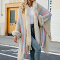 Color Block Fringe Detail Poncho