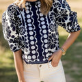 Printed Round Neck Half Sleeve Blouse