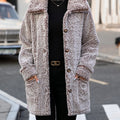 Pocketed Collared Neck Long Sleeve Plush Jacket