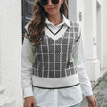Plaid V-Neck Sweater Vest