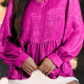 Frill V-Neck Long Sleeve Blouse