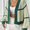 Contrast Open Front Long Sleeve Cardigan