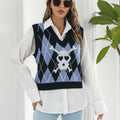 Skull Geometric V-Neck Sweater Vest