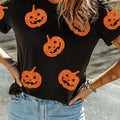 Full Size Glitter Jack-O'-Lantern Round Neck Short Sleeve T-Shirt