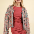 VERY J Shaggy Yarn Knit Zip Up Jacket