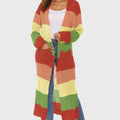 Color Block Long Sleeve Pocketed Cardigan