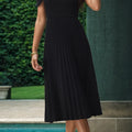 Perfee Pleated Off-Shoulder Midi Dress