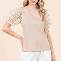Mittoshop Round Neck Puff Short Sleeve Top