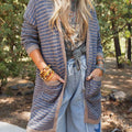 Open Front Long Sleeve Striped Cardigan