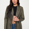 Coalition LA Single-Breasted Vegan Leather Blazer