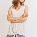 Cotton Bleu by Nu Label Sleeveless Front Tie Striped Top