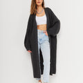 Open Front Long Sleeve Longline Cardigan