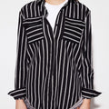 Striped Collared Neck Long Sleeve Shirt