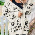 Leopard Open Front Cardigan with Pockets