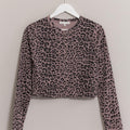 HYFVE Animal Print Snap Down Crop Cardigan