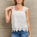 Perfee Lace Detail Square Neck Tank Top