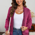 Waffle-knit Pocketed Open Front Cardigan