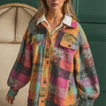 Double Take Full Size Button Up Plaid Fleece Shacket with Pockets