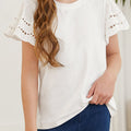 Round Neck Flutter Sleeve T-Shirt