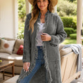 Fringe Open Front Long Sleeve Cardigan