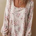 Printed Square Neck Long Sleeve Blouse