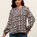Floral Flounce Sleeve Round Neck Blouse