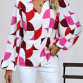 Perfee Frill Notched Long Sleeve Blouse