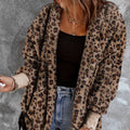 Fuzzy Leopard Long Sleeve Hooded Jacket