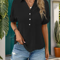 Perfee Johnny Collar Half Sleeve Blouse