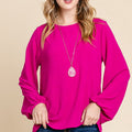 BOMBOM Textured Balloon Sleeve Top