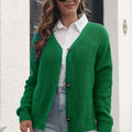 Button Down Ribbed Trim Cardigan