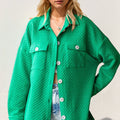 Double Take Full Size Textured Button Up Drop Shoulder Shacket