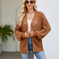 Openwork Open Front Lantern Sleeve Cardigan