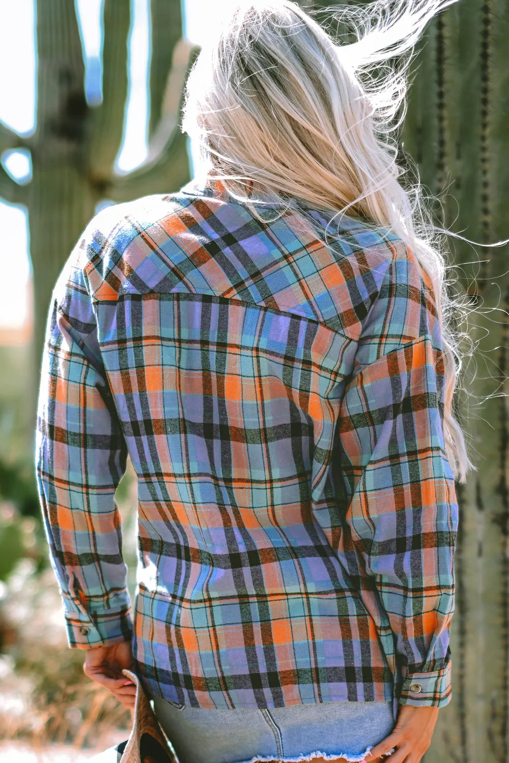 Plaid Collared Neck Long Sleeve Shirt