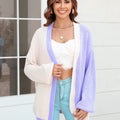Angel Wings Open Front Contrast Color Balloon Sleeve Cardigan