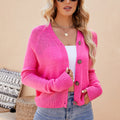 Button Up V-Neck Long Sleeve Cardigan