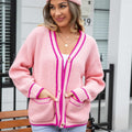 Angel Wings Waffle Knit V-Neck Cardigan with Pocket