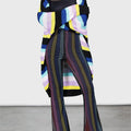Striped Open Front Long Sleeve Cardigan