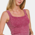 Zenana Washed Ribbed Scoop Neck Wide Strap Tank