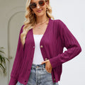 Button Down Ribbed Trim Cardigan